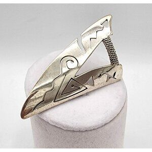 VTG Abstract Post Modern Tribal Triangle Petroglyph Sterling Silver Pin Mexico